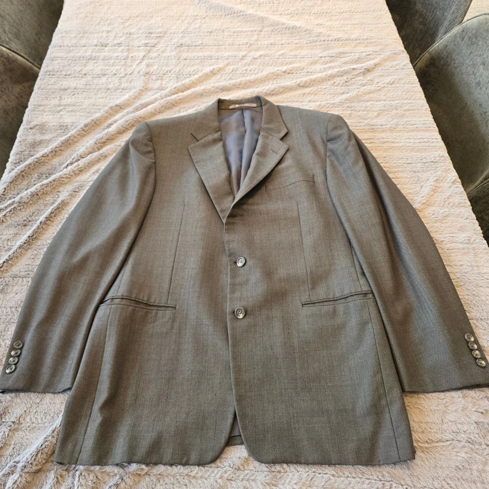 Hickey Freeman Madison Blazer Loro Piana Super 130s Wool‎ Grey 42 Reg K104